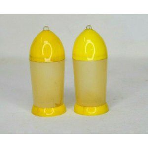Vintage Yellow Plastic Rocket Shaped Salt & Pepper Shakers Mid Century MCM